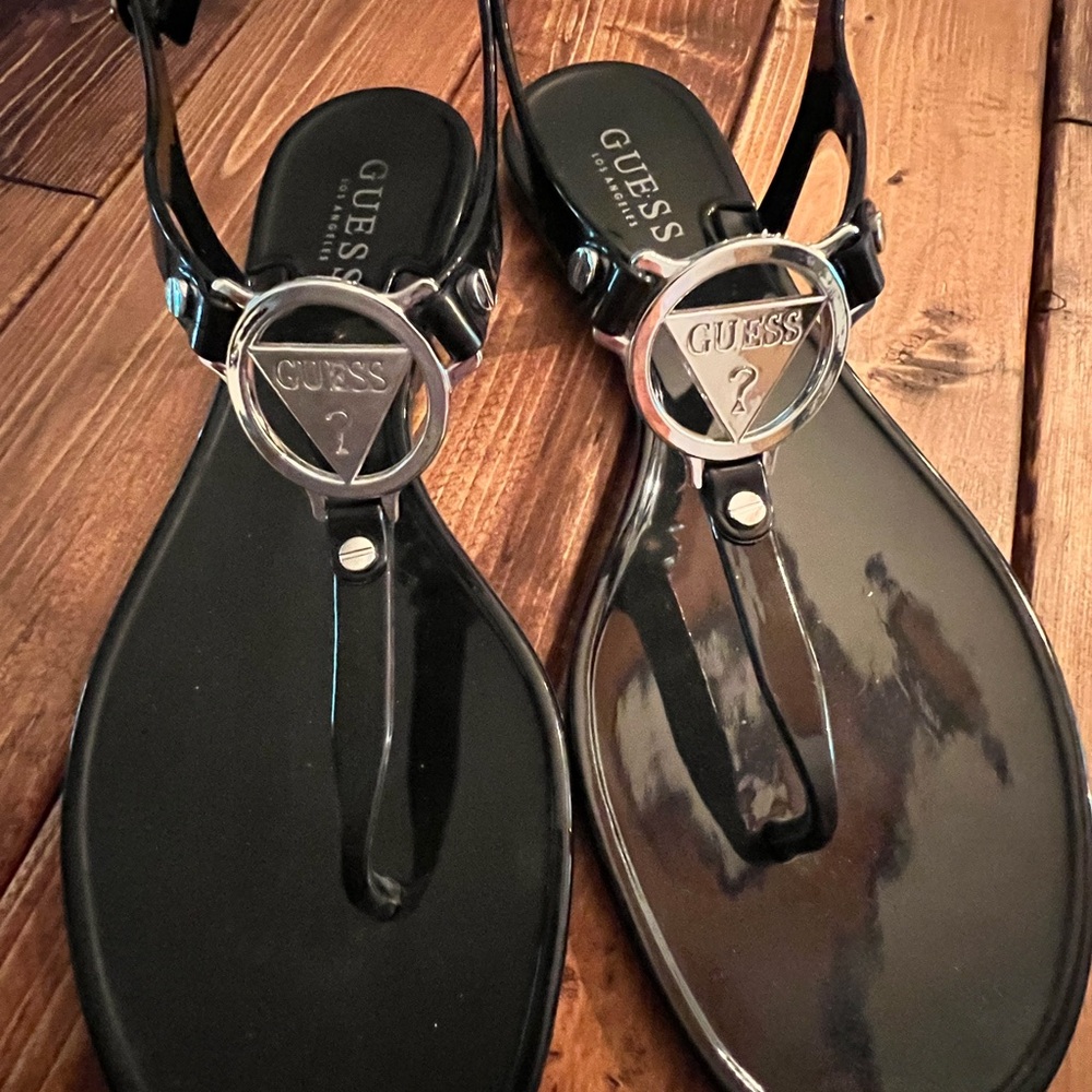 Guess Black Sandals with Metallic Details